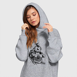 Женское худи-платье Векторный паровоз, цвет: меланж — фото 2