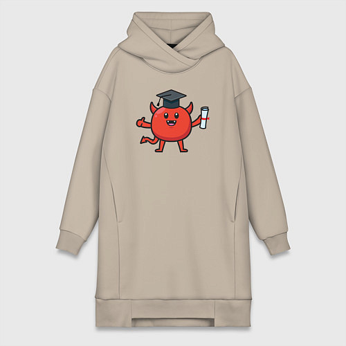 Женская толстовка-платье Дьяволёнок выпускник / Миндальный – фото 1