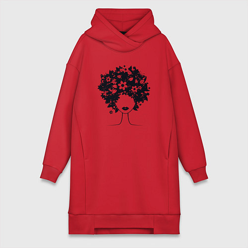Женская толстовка-платье Цветочная девушка / Красный – фото 1