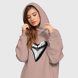 Женское худи-платье Зуб мегалодона, цвет: пыльно-розовый — фото 2