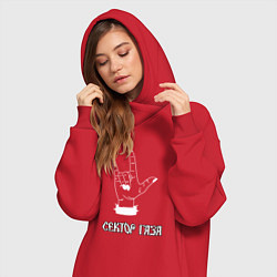 Женское худи-платье Сектор газа рок, цвет: красный — фото 2