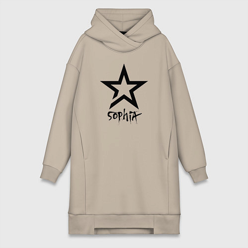 Женская толстовка-платье София - звезда / Миндальный – фото 1