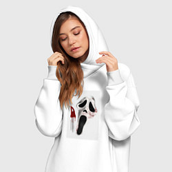 Женское худи-платье Крик призрачное лицо, цвет: белый — фото 2
