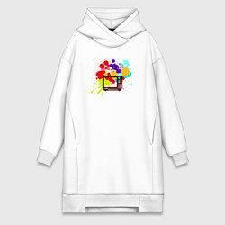 Женское худи-платье Цветное телевидение, цвет: белый