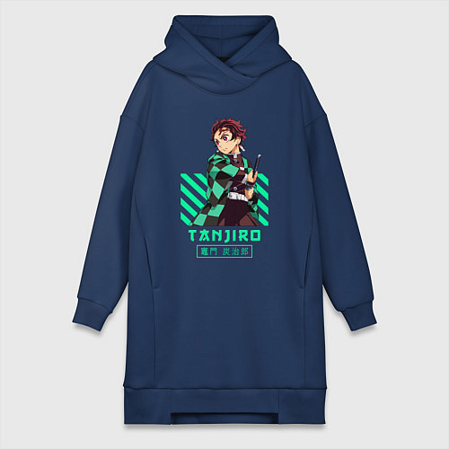 Женская толстовка-платье Клинок рассекающий демонов Tanjiro / Тёмно-синий – фото 1