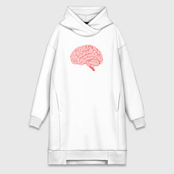 Женское худи-платье Мозг иллюстрация, цвет: белый