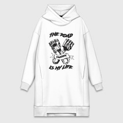 Женское худи-платье Дорога это моя жизнь, цвет: белый
