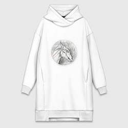 Женское худи-платье Черепа лошадей, цвет: белый