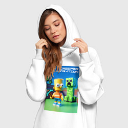 Женское худи-платье Bart and Creeper - collaboration ai art, цвет: белый — фото 2