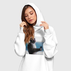 Женское худи-платье Важный звонок, цвет: белый — фото 2