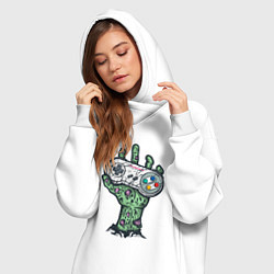 Женское худи-платье Компьютерная жизнь в руках, цвет: белый — фото 2