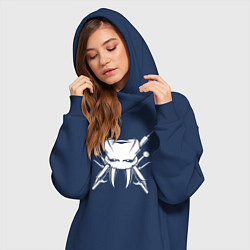 Женское худи-платье Зуб с клыками киберпанк, цвет: тёмно-синий — фото 2