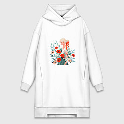 Женское худи-платье Маки и блондинка, цвет: белый
