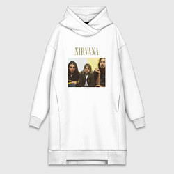 Женское худи-платье Nirvana band foto, цвет: белый