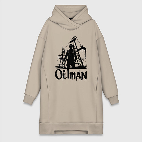 Женская толстовка-платье Нефтяник у буровой установки / Миндальный – фото 1