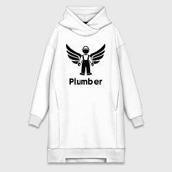 Женское худи-платье Крылатый сантехник, цвет: белый
