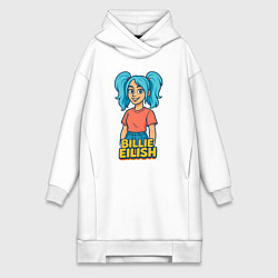 Женское худи-платье Билли Айлиш мультяшка, цвет: белый