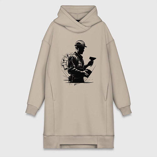 Женская толстовка-платье Строитель с мастерком / Миндальный – фото 1