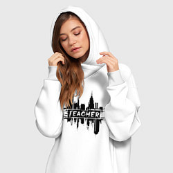 Женское худи-платье Учитель в городе, цвет: белый — фото 2