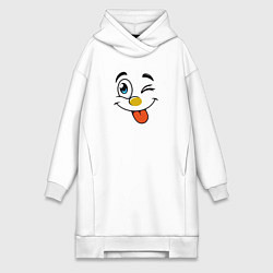 Женское худи-платье Позитивный смайлик, цвет: белый