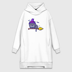 Женское худи-платье Cat witch, цвет: белый