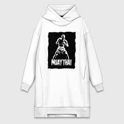 Женское худи-платье Муай тай сила и мощь, цвет: белый