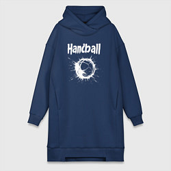 Женское худи-платье Гандбольный взрыв белой краски, цвет: тёмно-синий