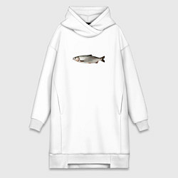 Женское худи-платье Селёдка в профиль, цвет: белый