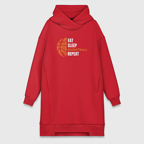 Женская толстовка-платье Eat sleep basketball / Красный – фото 1