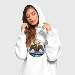 Женское худи-платье Если ангел твой за твоим плечом то гром и молния т, цвет: белый — фото 2