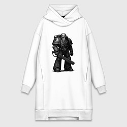 Женское худи-платье Ктулху космодесантник, цвет: белый