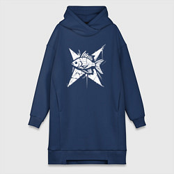 Женское худи-платье Геометрическая рыба, цвет: тёмно-синий