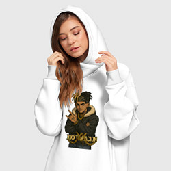 Женское худи-платье XXXTentacion мультяшка, цвет: белый — фото 2