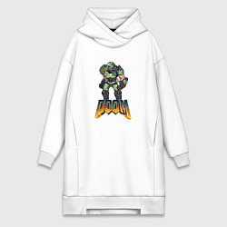 Женское худи-платье Doom солдат марса, цвет: белый