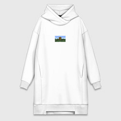 Женское худи-платье Да ты че мем майнкрафт, цвет: белый