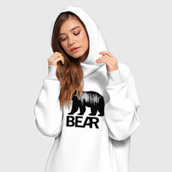 Женское худи-платье Черный медведь с полосами, цвет: белый — фото 2