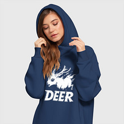 Женское худи-платье Олень в агонии, цвет: тёмно-синий — фото 2