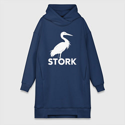 Женское худи-платье Белый аист, цвет: тёмно-синий