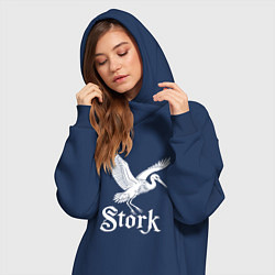 Женское худи-платье Летящий аист, цвет: тёмно-синий — фото 2