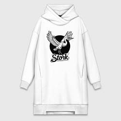 Женское худи-платье Аист в круге, цвет: белый