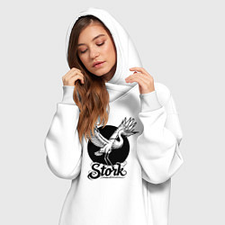 Женское худи-платье Аист в круге, цвет: белый — фото 2