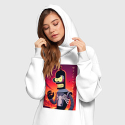 Женское худи-платье Веном Бендер - мем, цвет: белый — фото 2