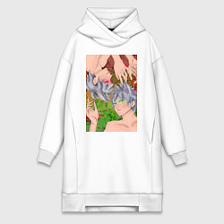 Женское худи-платье Кицуне близнецы, цвет: белый