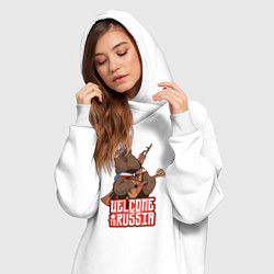 Женское худи-платье Медведь России, цвет: белый — фото 2