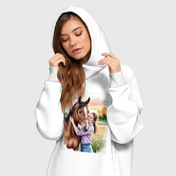 Женское худи-платье Обними меня крепче, цвет: белый — фото 2