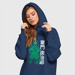 Женское худи-платье Клинок рассекающий демонов - зеленый, цвет: тёмно-синий — фото 2