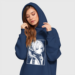 Женское худи-платье Фрирен - портрет, цвет: тёмно-синий — фото 2