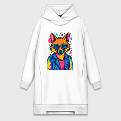 Женское худи-платье Лиса Pop Colors, цвет: белый