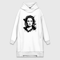 Женское худи-платье Анджелина Джоли в стиле стрит-арт, цвет: белый