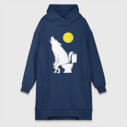 Женское худи-платье Срущий волк, цвет: тёмно-синий